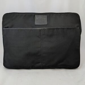 Coach Laptop Sleeve Case Black Nylon Perforated Leather Computer Bag Mens Padded